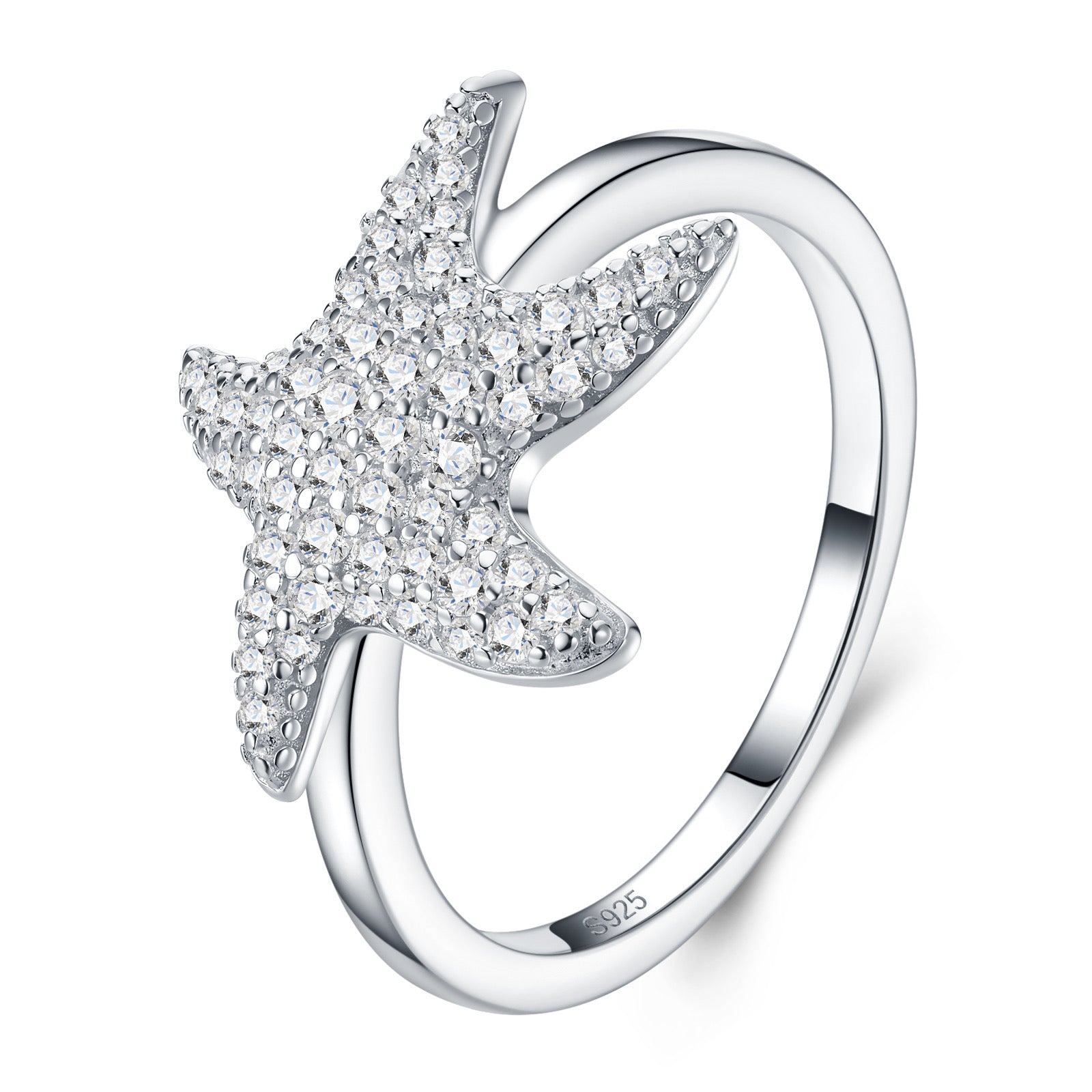 Stelladimare Moissanite Starfish Ring in Sterling Silver