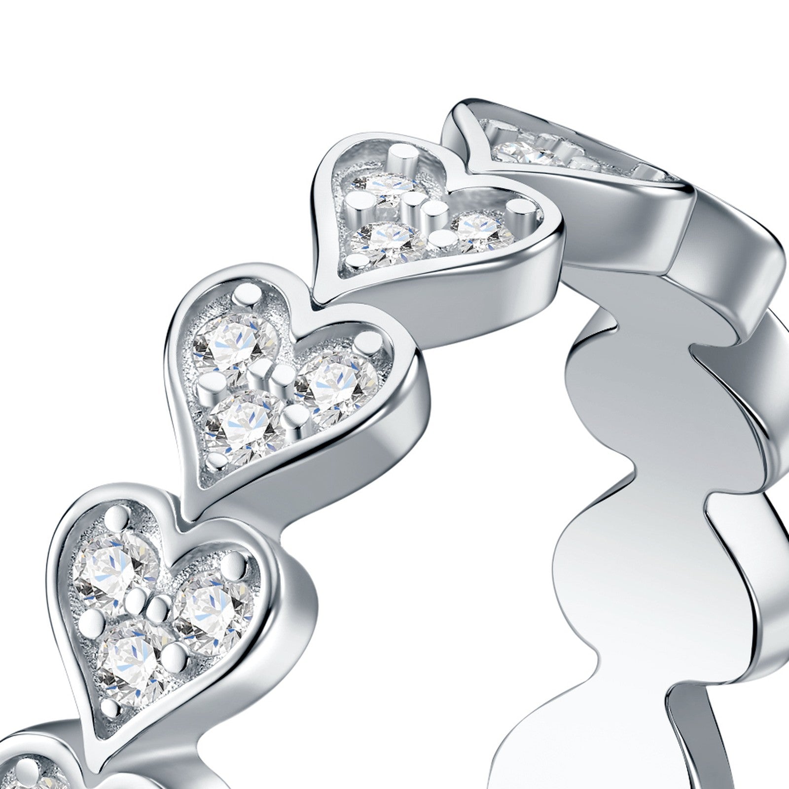 Cuorini Moissanite Eternity Band Ring in Sterling Silver — detail