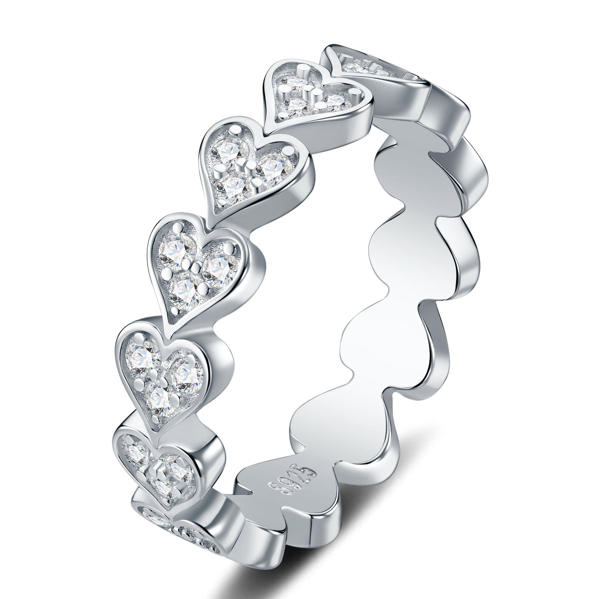 Cuorini Moissanite Eternity Band Ring in Sterling Silver