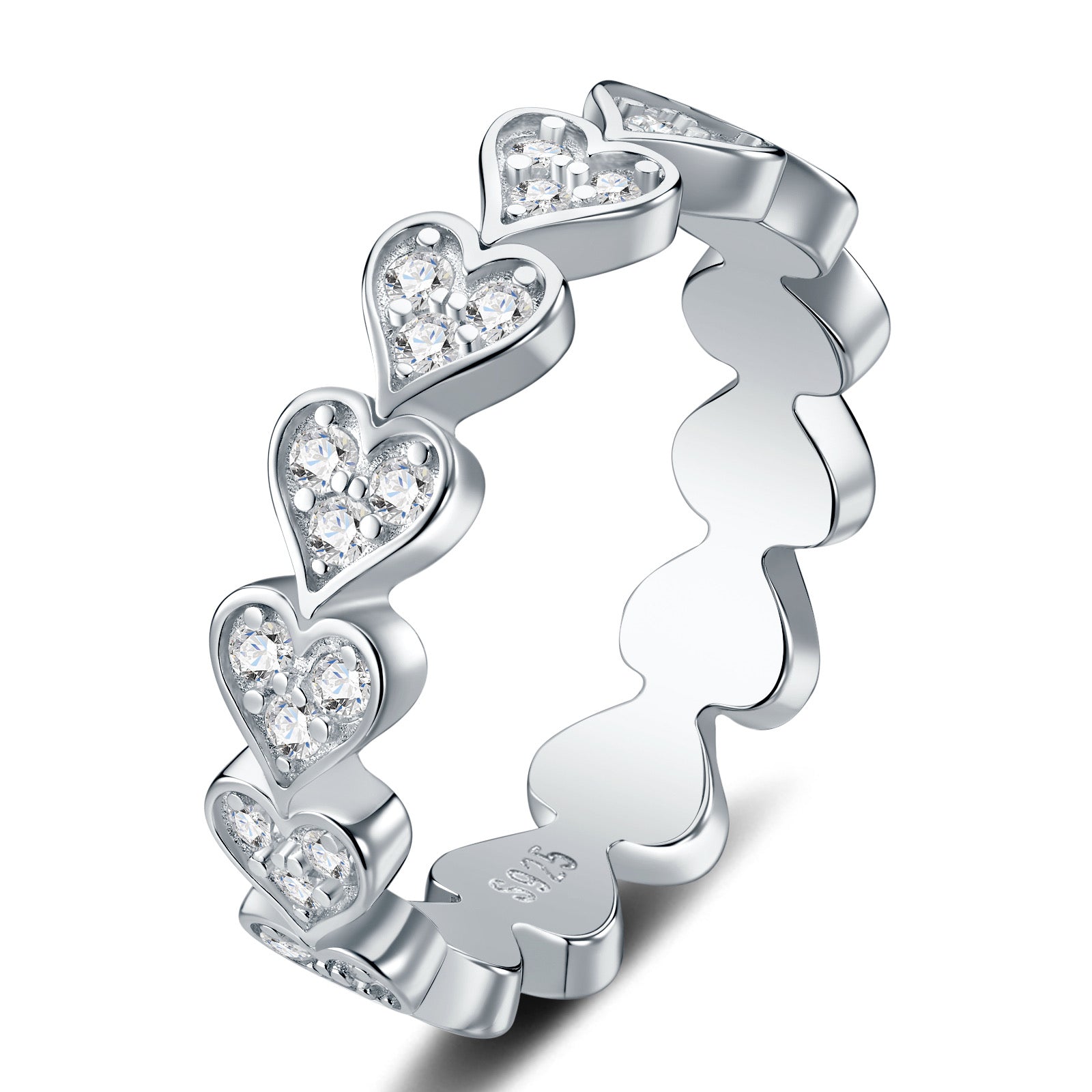 Cuorini Moissanite Eternity Band Ring in Sterling Silver