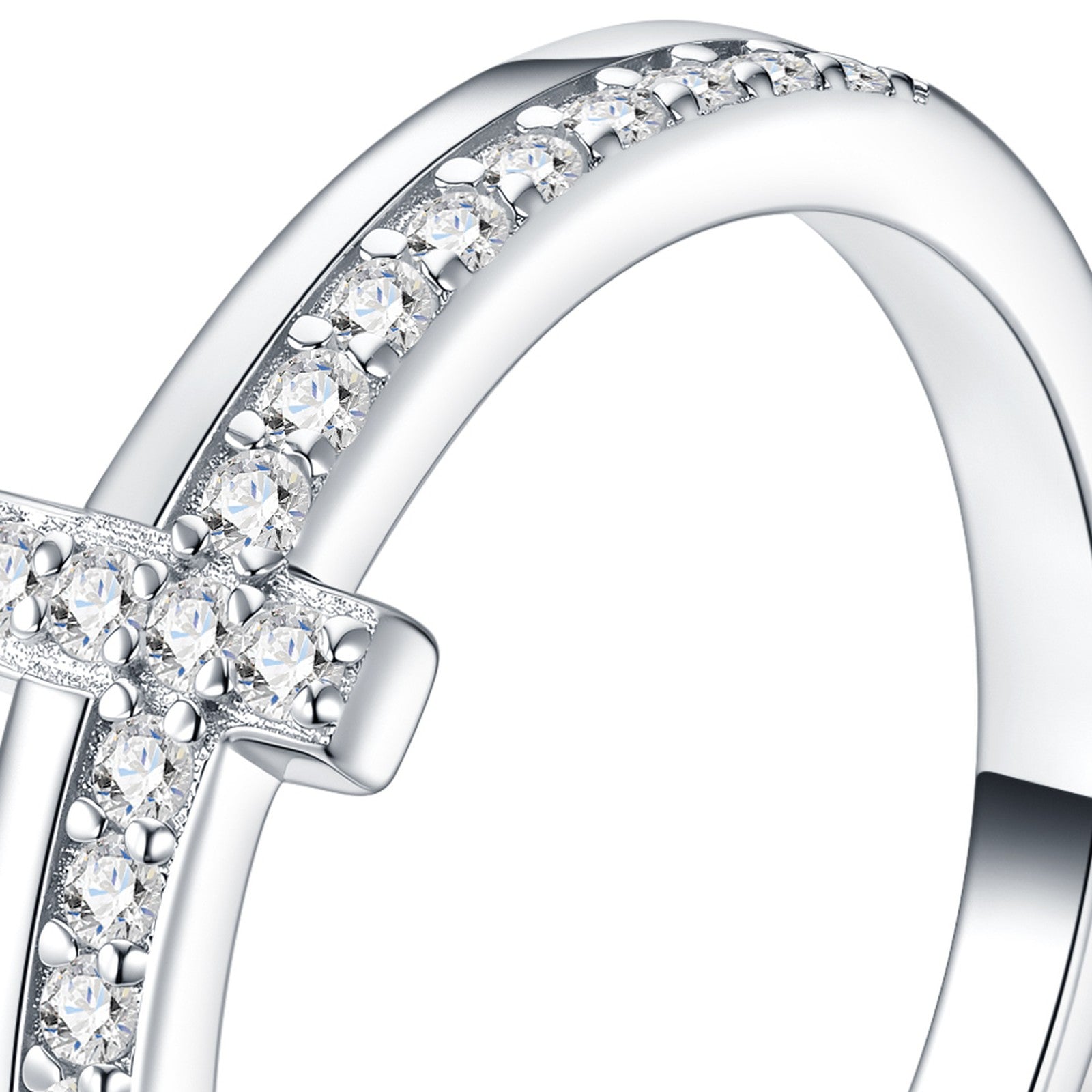 Fedele Moissanite Cross Ring in Sterling Silver — detail