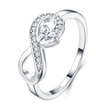Amoreterno Heart-Cut Moissanite Band Ring in Sterling Silver