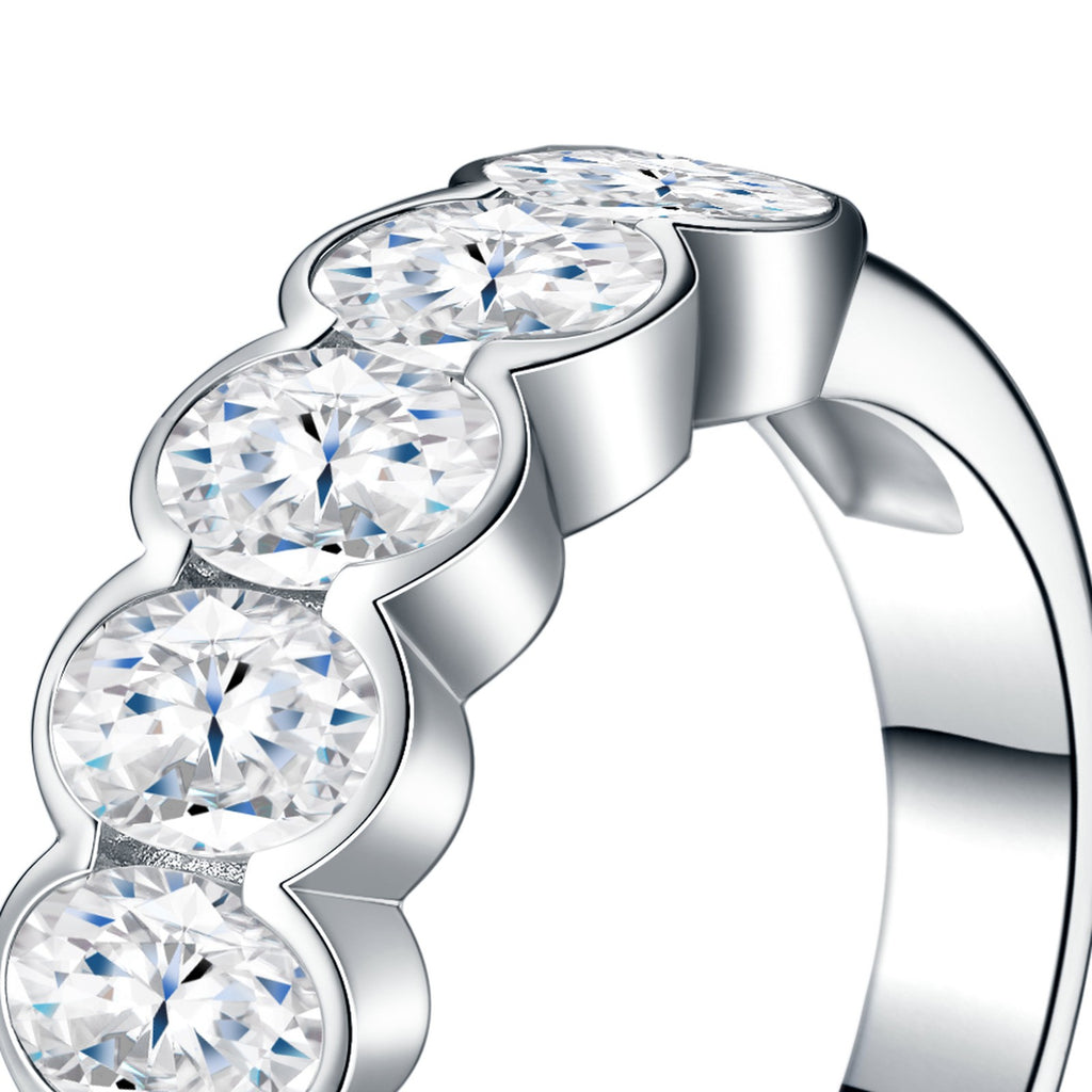 Ovalini Moissanite Eternity Band Ring in Sterling Silver — detail