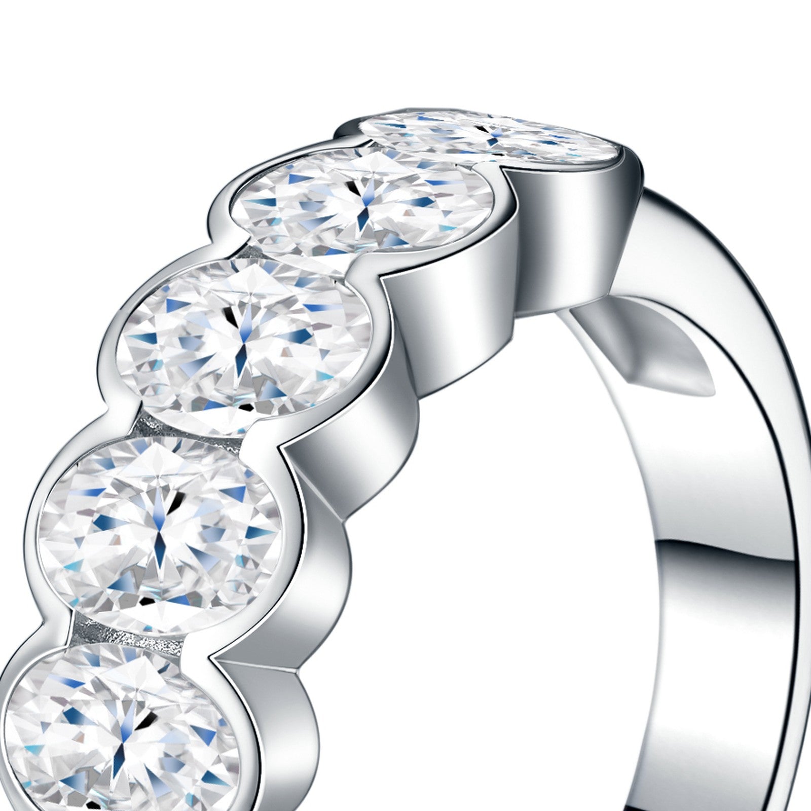 Ovalini Moissanite Eternity Band Ring in Sterling Silver — detail