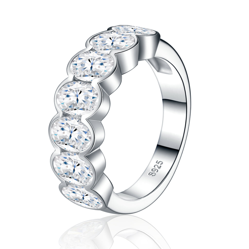 Ovalini Moissanite Eternity Band Ring in Sterling Silver