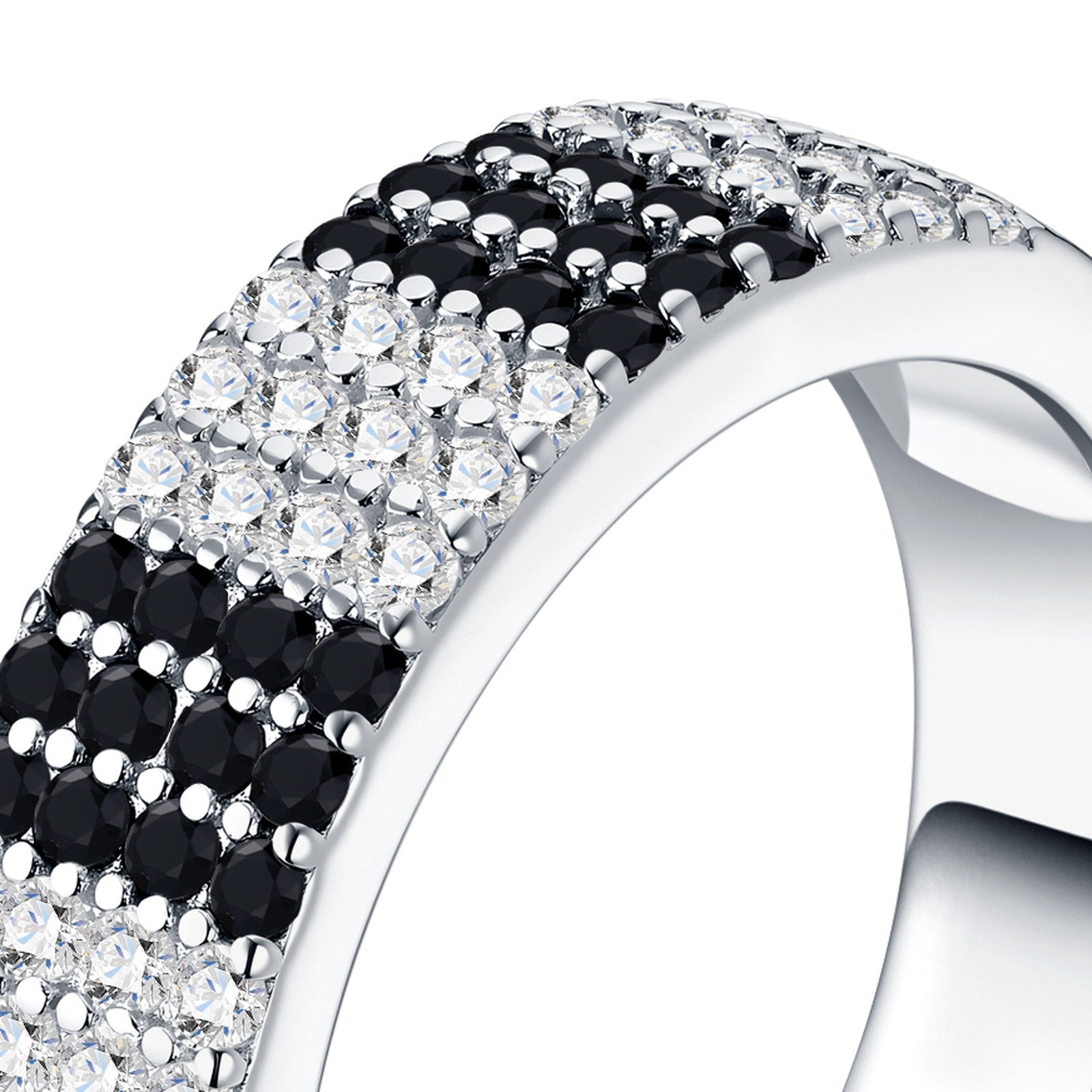 Scacchi Moissanite Band Ring in Sterling Silver — detail