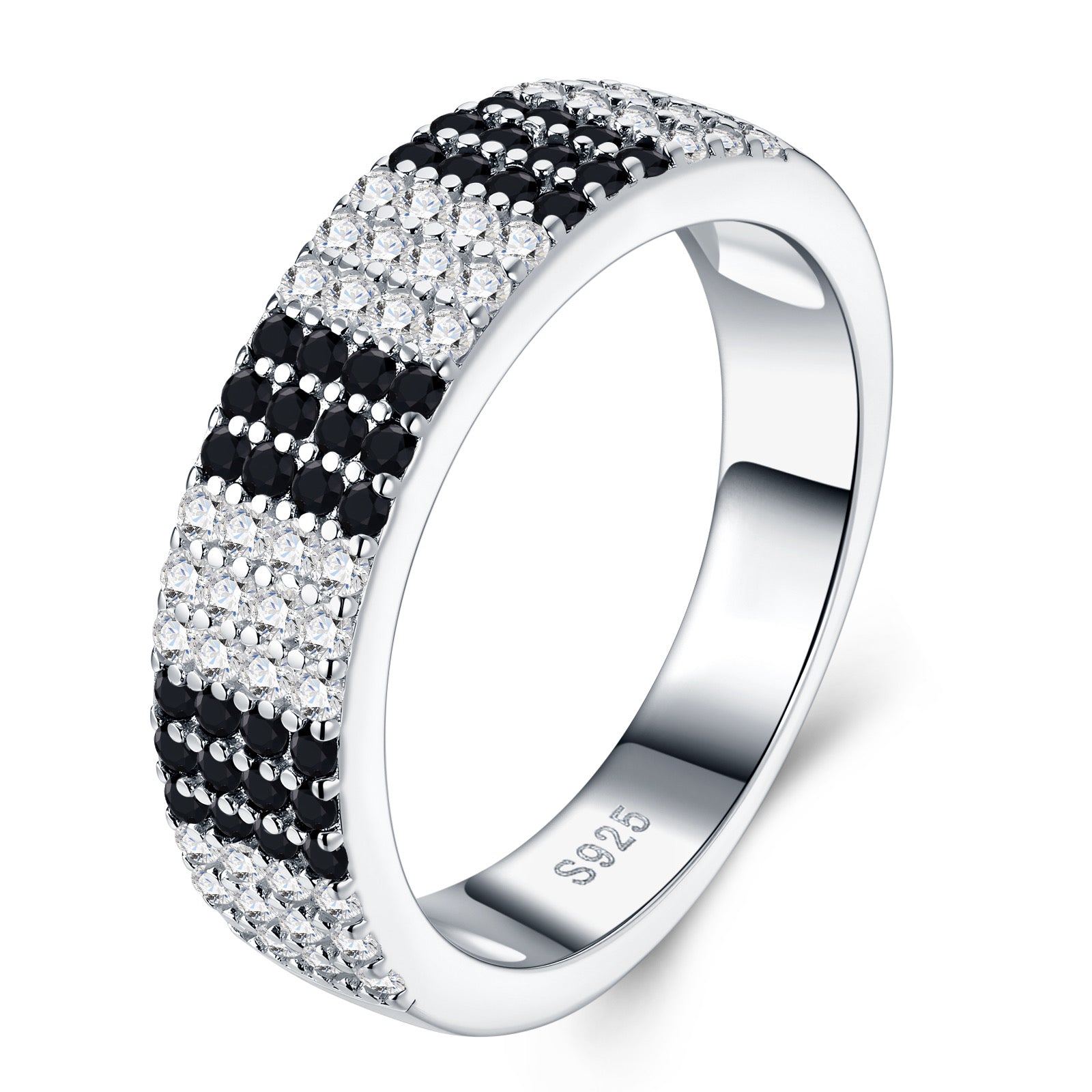 Scacchi Moissanite Band Ring in Sterling Silver
