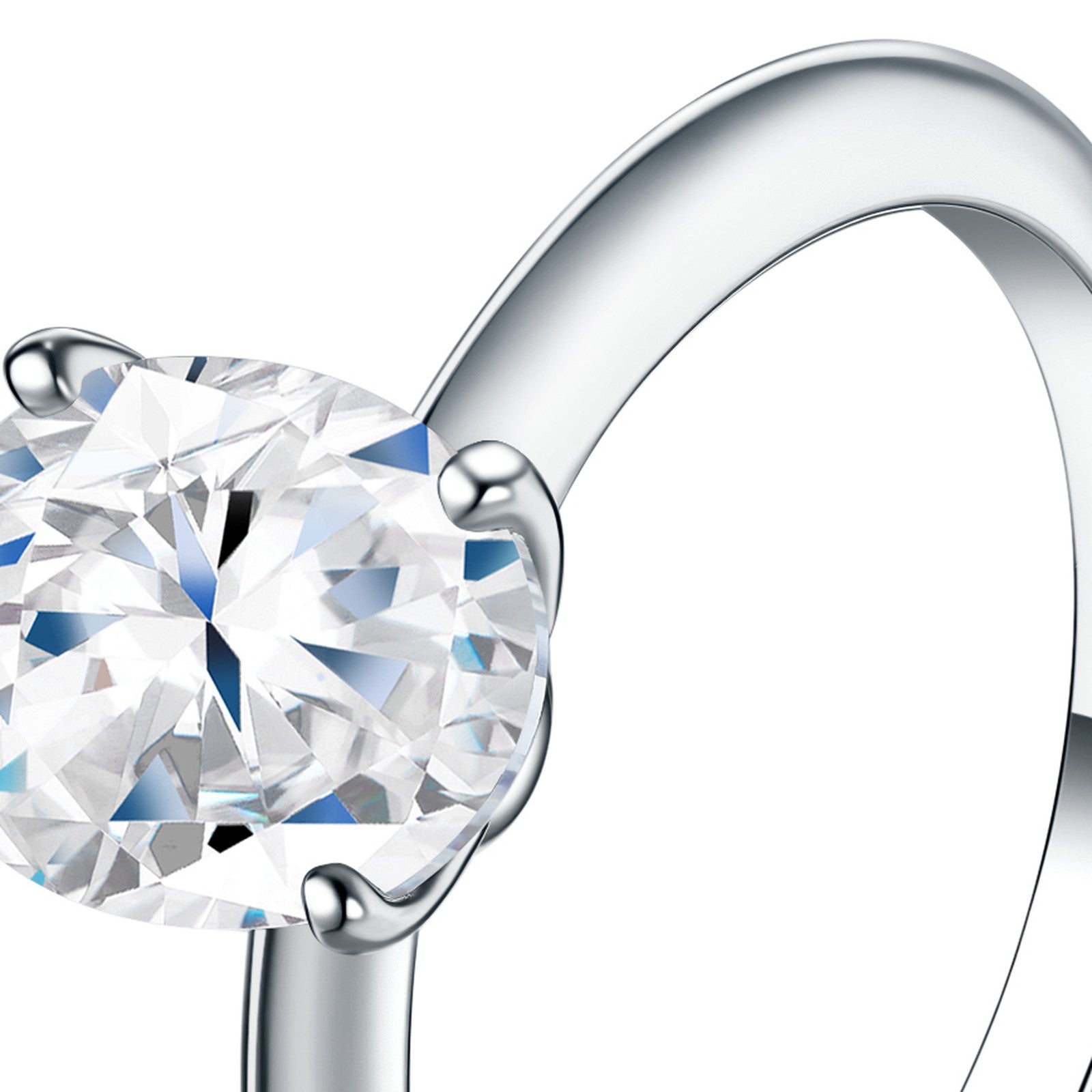 Ovalnu Oval-Cut Moissanite Solitaire Ring in Sterling Silver — detail