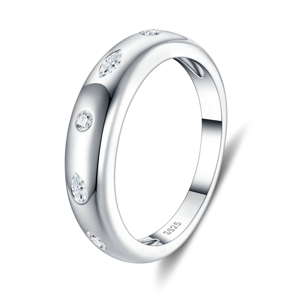 Bolle Moissanite Band Ring in Sterling Silver