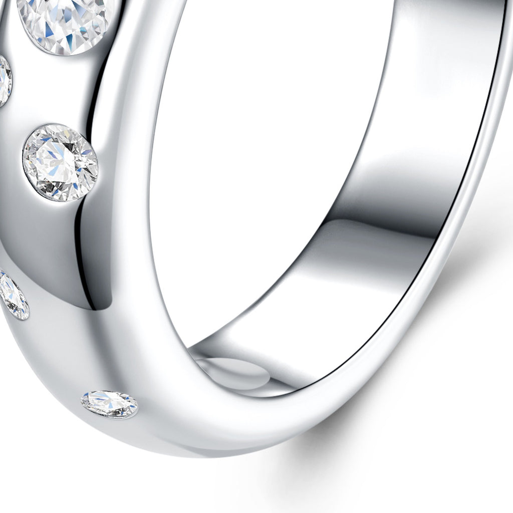 Cuoribolle Moissanite Band Ring in Sterling Silver — detail