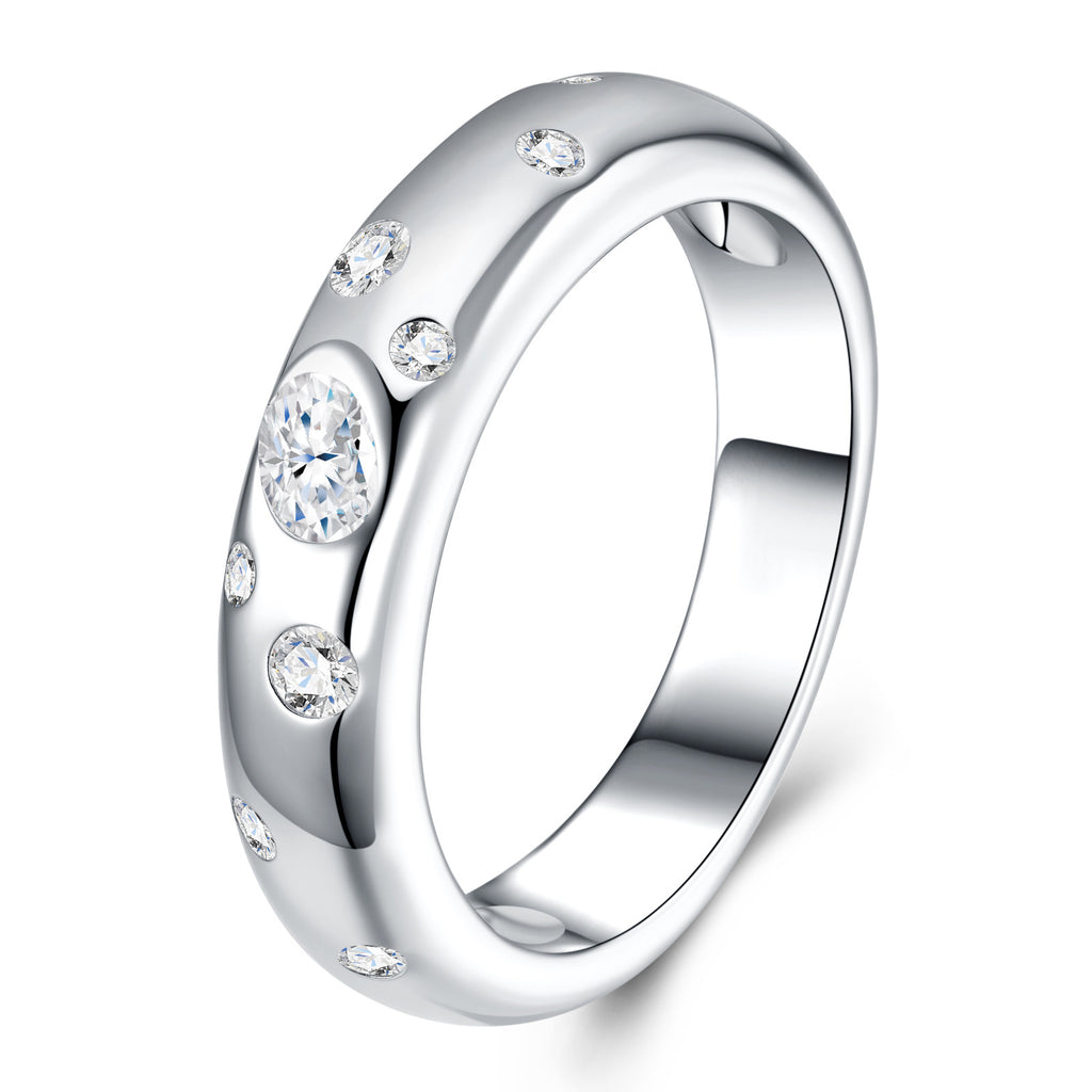Cuoribolle Moissanite Band Ring in Sterling Silver