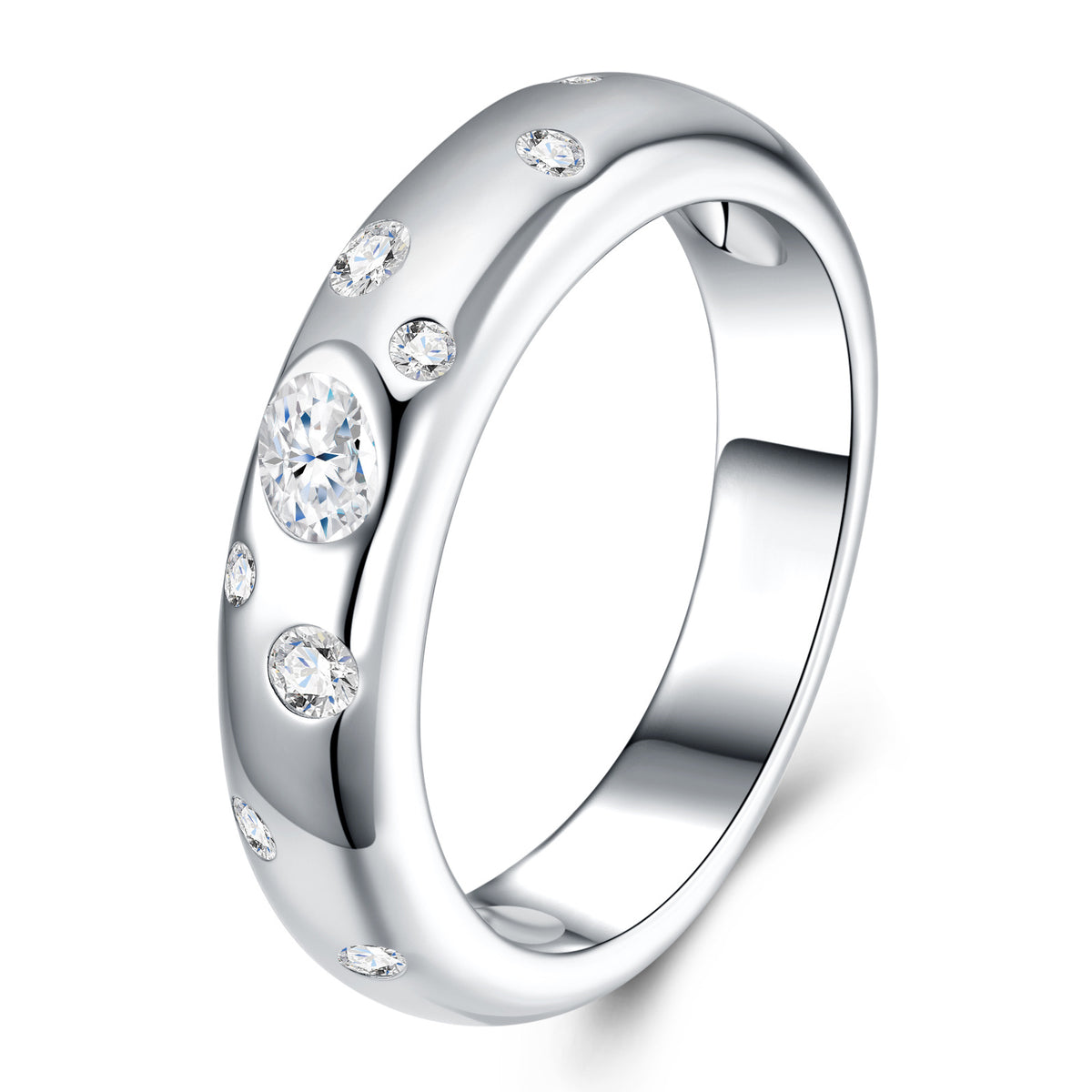 Cuoribolle Moissanite Band Ring in Sterling Silver