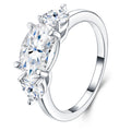 Ovalcuori Oval-Cut Moissanite Three-Stone Ring in Sterling Silver