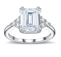 Smeraldotri Emerald-Cut Moissanite Three-Stone Ring in Sterling Silver