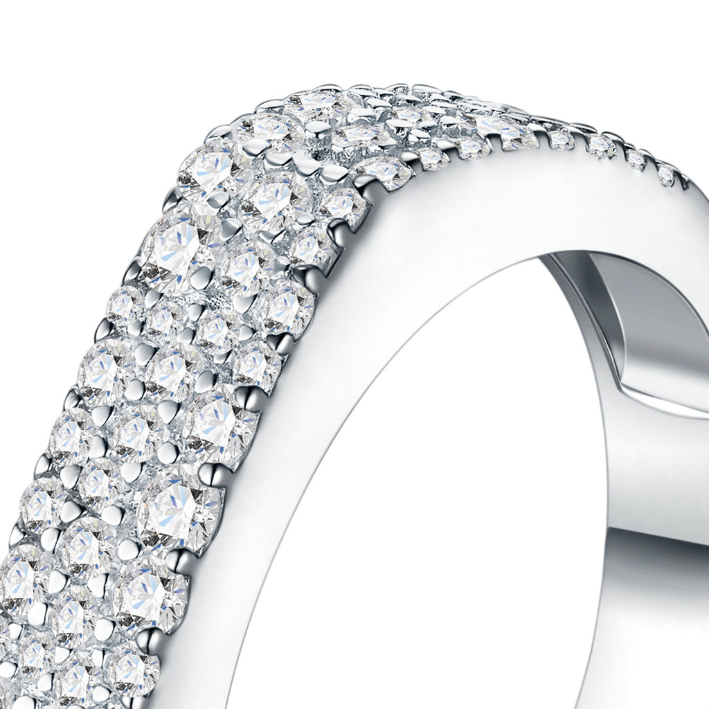 Terzetta Moissanite Band Ring in Sterling Silver — detail