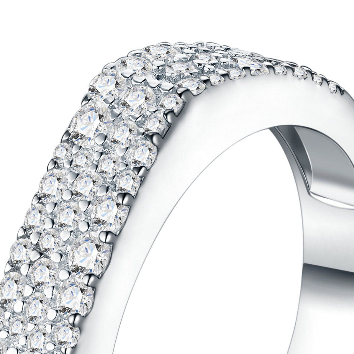 Terzetta Moissanite Band Ring in Sterling Silver — detail