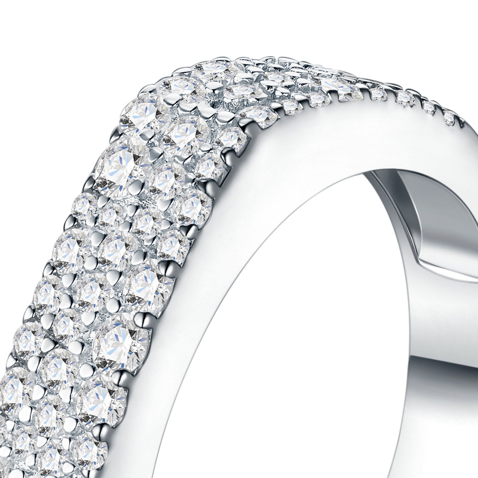 Terzetta Moissanite Band Ring in Sterling Silver — detail