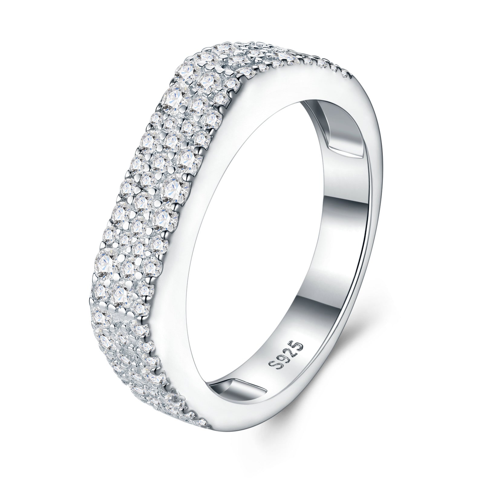 Terzetta Moissanite Band Ring in Sterling Silver