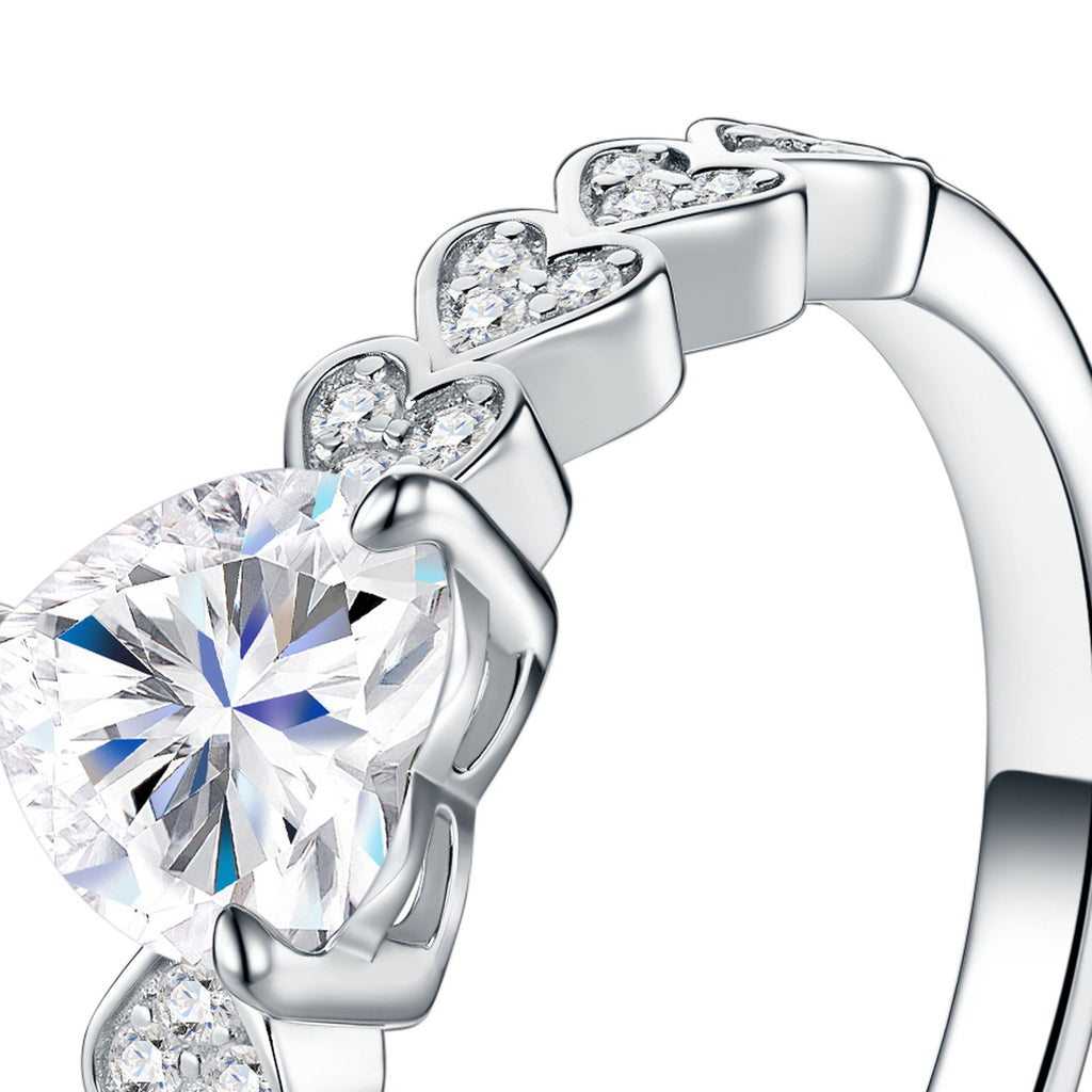 Cuoretta Heart-Cut Moissanite Solitaire Ring in Sterling Silver — detail