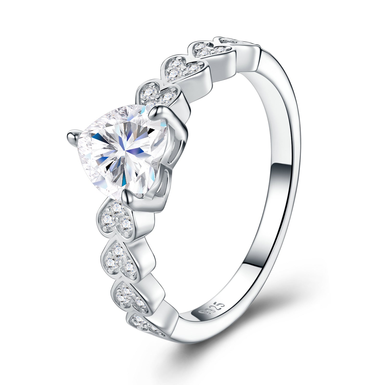 Cuoretta Heart-Cut Moissanite Solitaire Ring in Sterling Silver