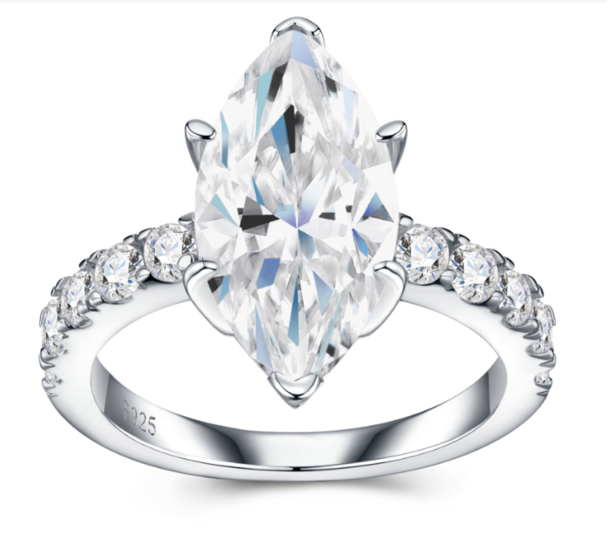 Navettona Marquise-Cut Moissanite Solitaire Ring in Sterling Silver