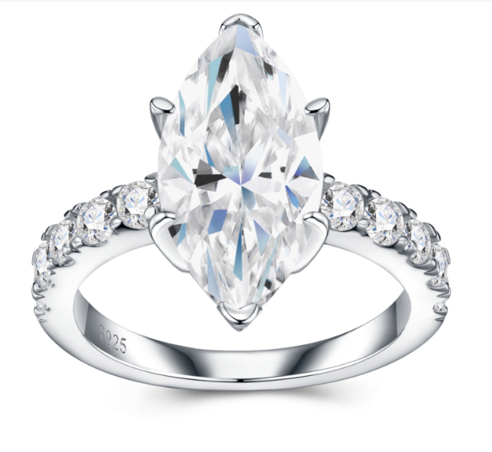Navettona Marquise-Cut Moissanite Solitaire Ring in Sterling Silver