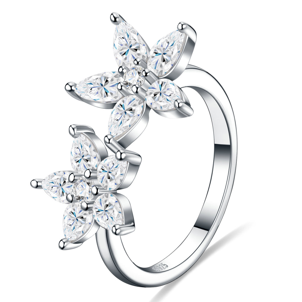 Fioriera Moissanite Flower Ring in Sterling Silver