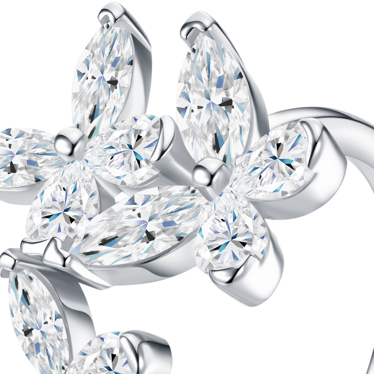 Spiga Moissanite Band Ring in Sterling Silver — detail