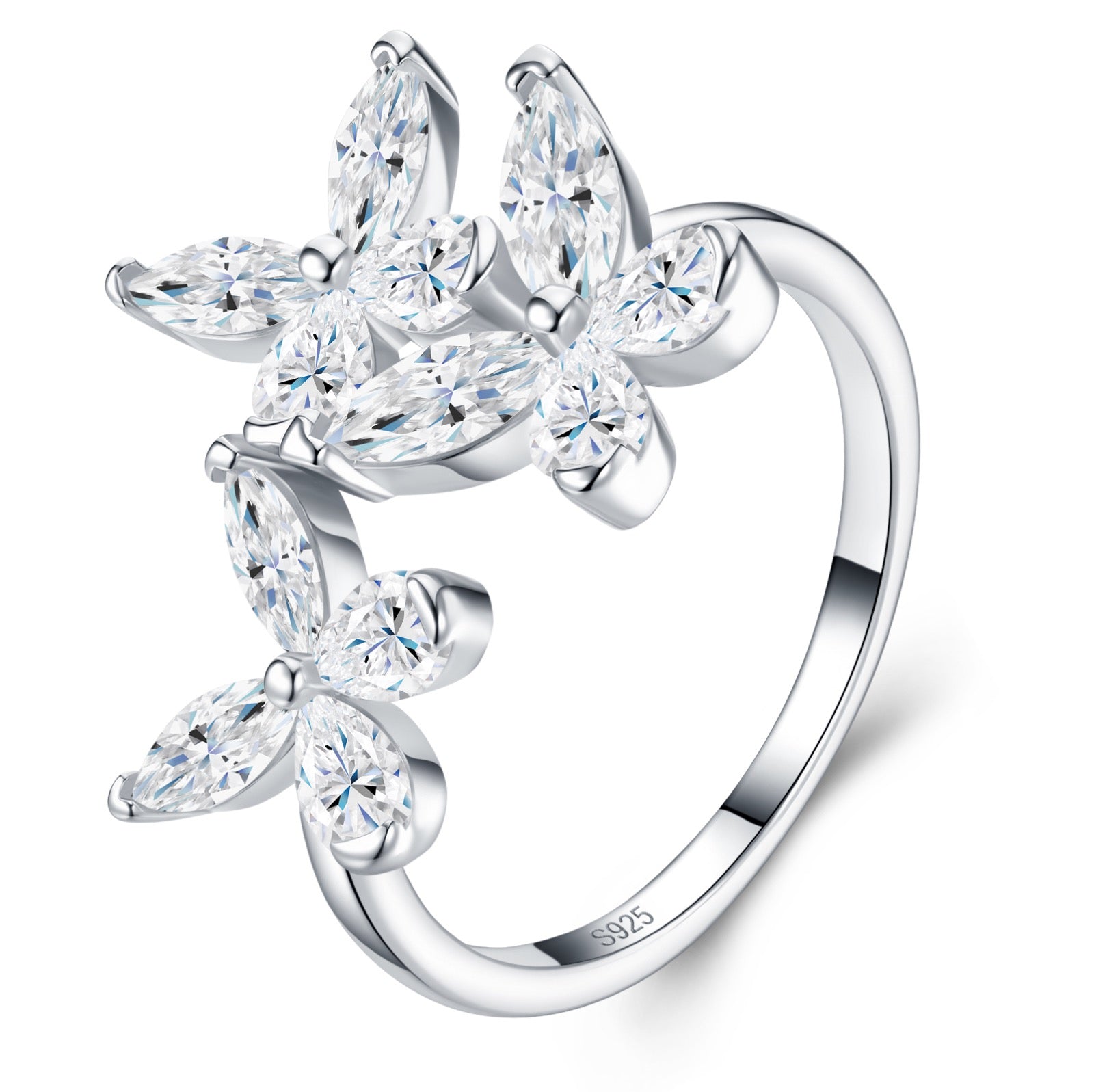 Spiga Moissanite Band Ring in Sterling Silver