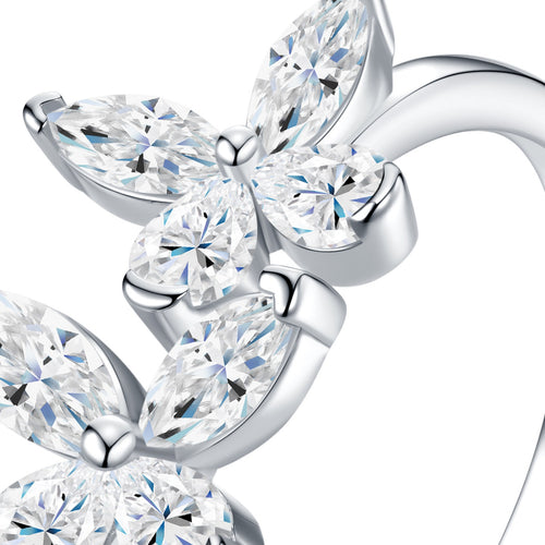 Aliflor Moissanite Flower Ring in Sterling Silver — detail