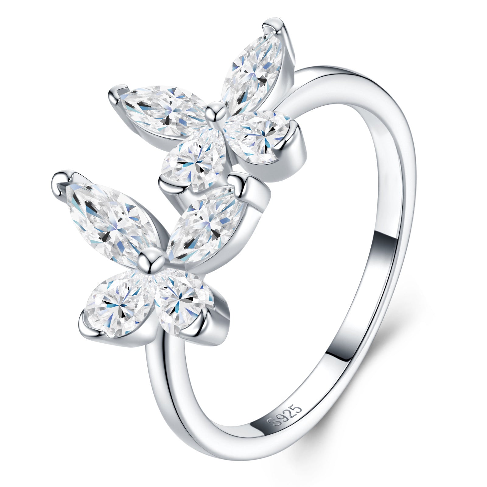 Aliflor Moissanite Flower Ring in Sterling Silver