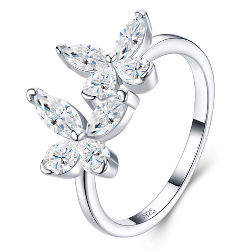 Aliflor Moissanite Flower Ring in Sterling Silver