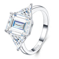 Smeraldreale Emerald-Cut Moissanite Three-Stone Ring in Sterling Silver