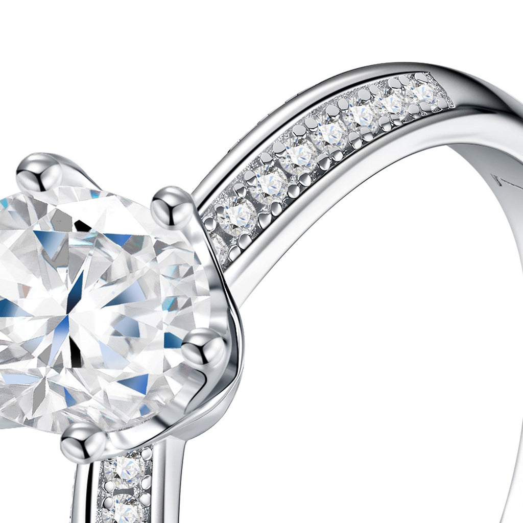 Ovaluccia Oval-Cut Moissanite Solitaire Ring in Sterling Silver — detail