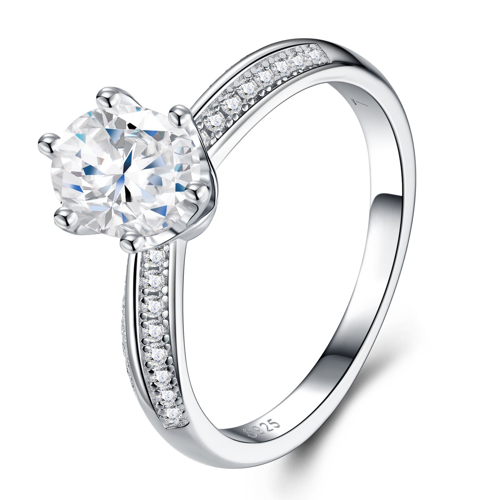 Ovaluccia Oval-Cut Moissanite Solitaire Ring in Sterling Silver