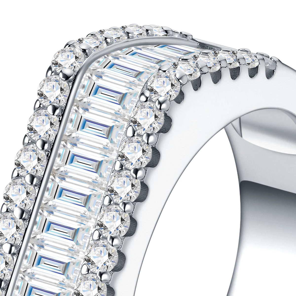 Lusso Moissanite Band Ring in Sterling Silver — detail