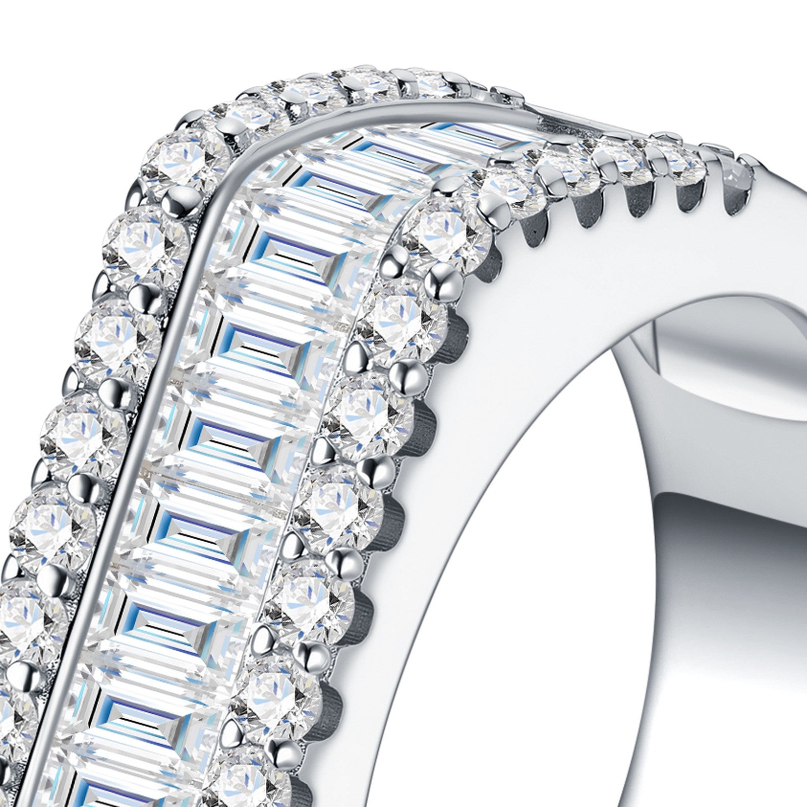 Lusso Moissanite Band Ring in Sterling Silver — detail