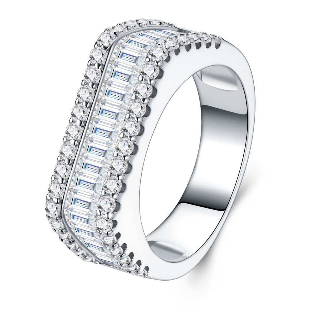 Lusso Moissanite Band Ring in Sterling Silver