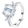 Smeraldona Emerald-Cut Moissanite Solitaire Ring in Sterling Silver