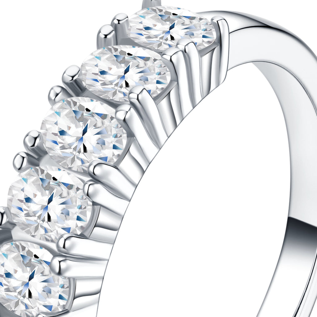 Tiaria Moissanite Band Ring in Sterling Silver — detail