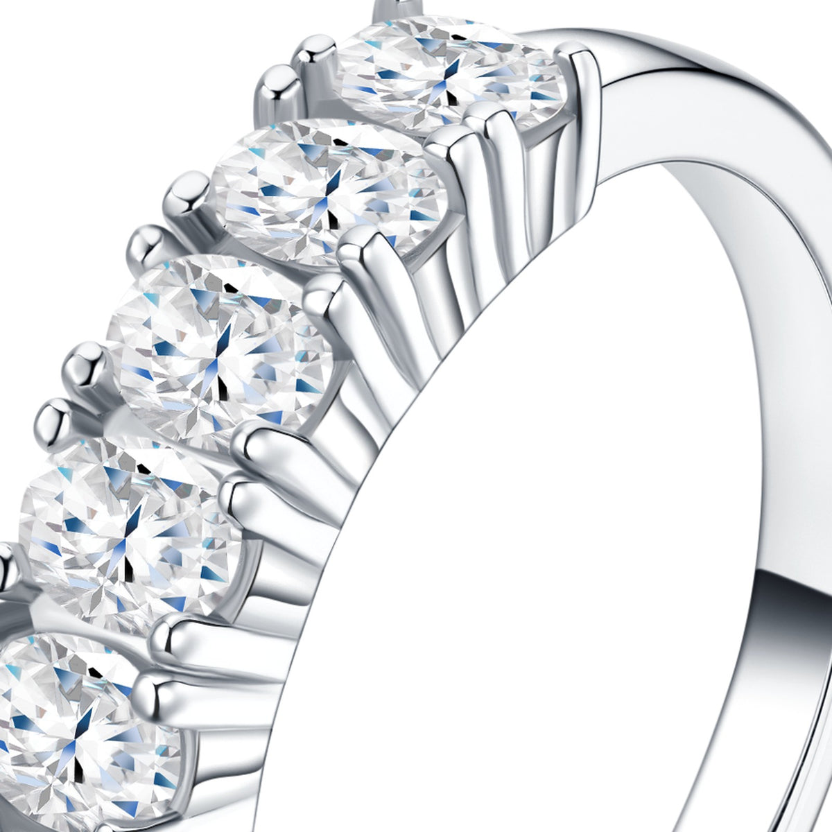 Tiaria Moissanite Band Ring in Sterling Silver — detail