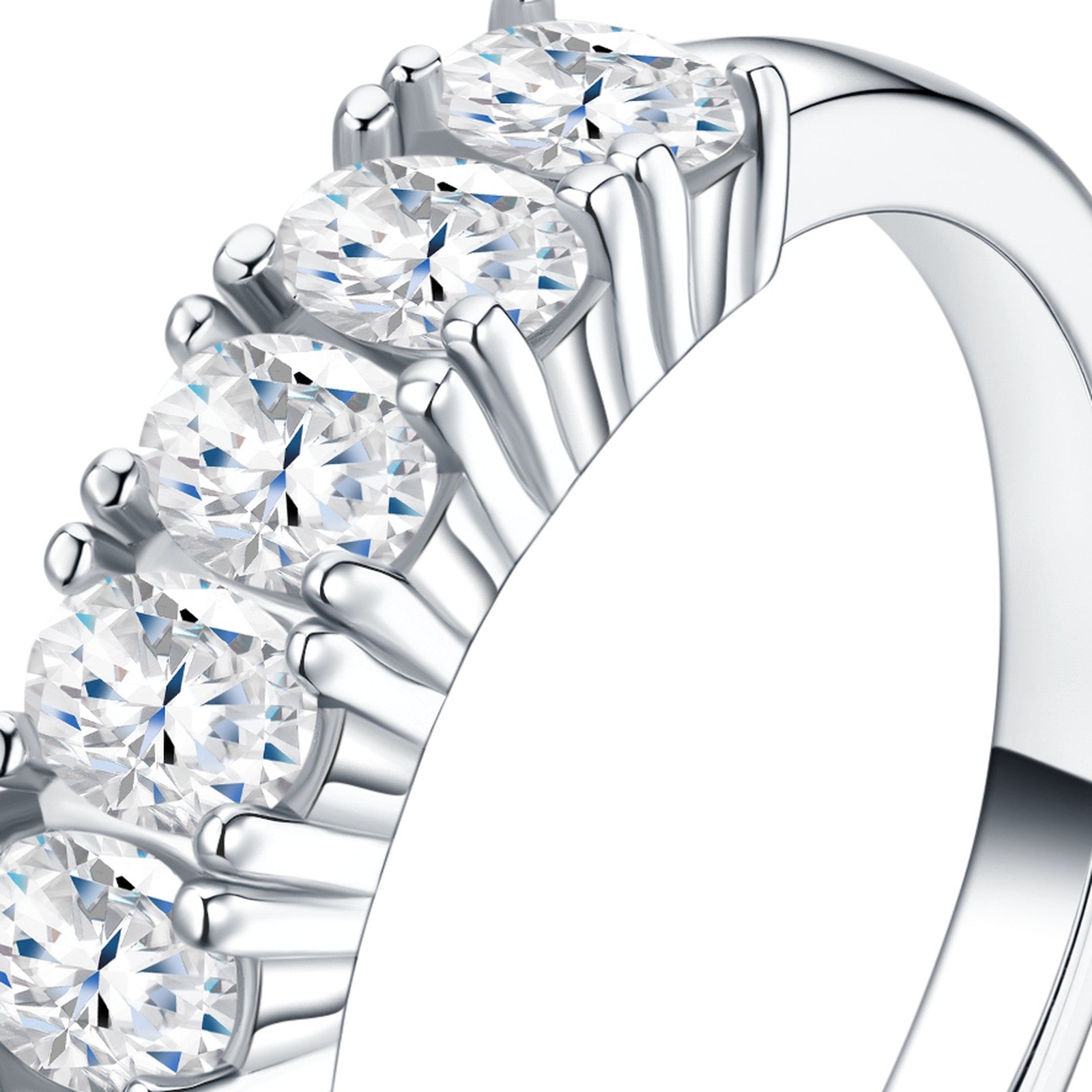 Tiaria Moissanite Band Ring in Sterling Silver — detail