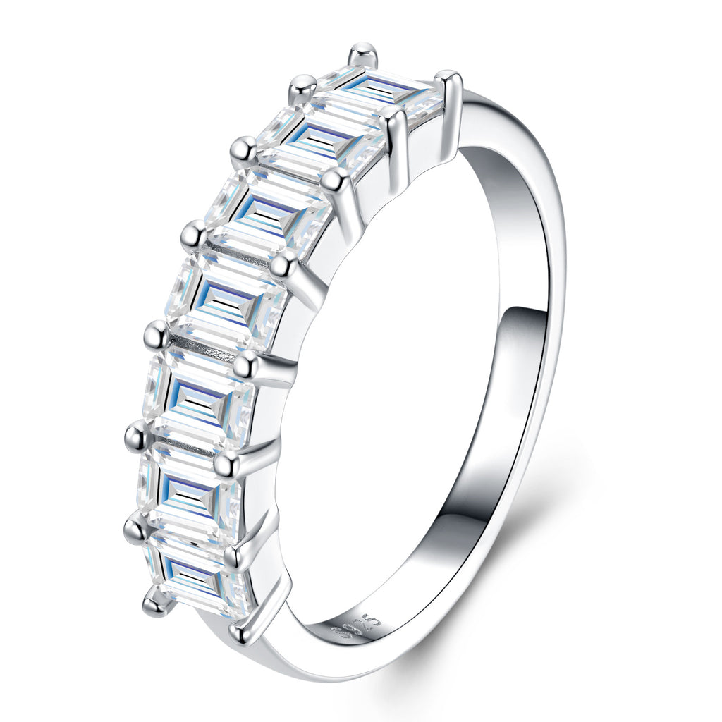 Smeraldline Moissanite Band Ring in Sterling Silver