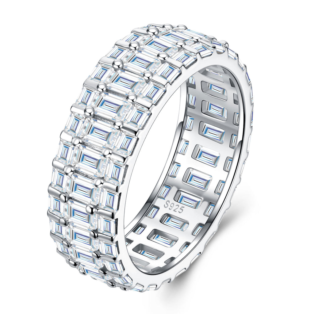 Sfarzo Moissanite Eternity Band Ring in Sterling Silver