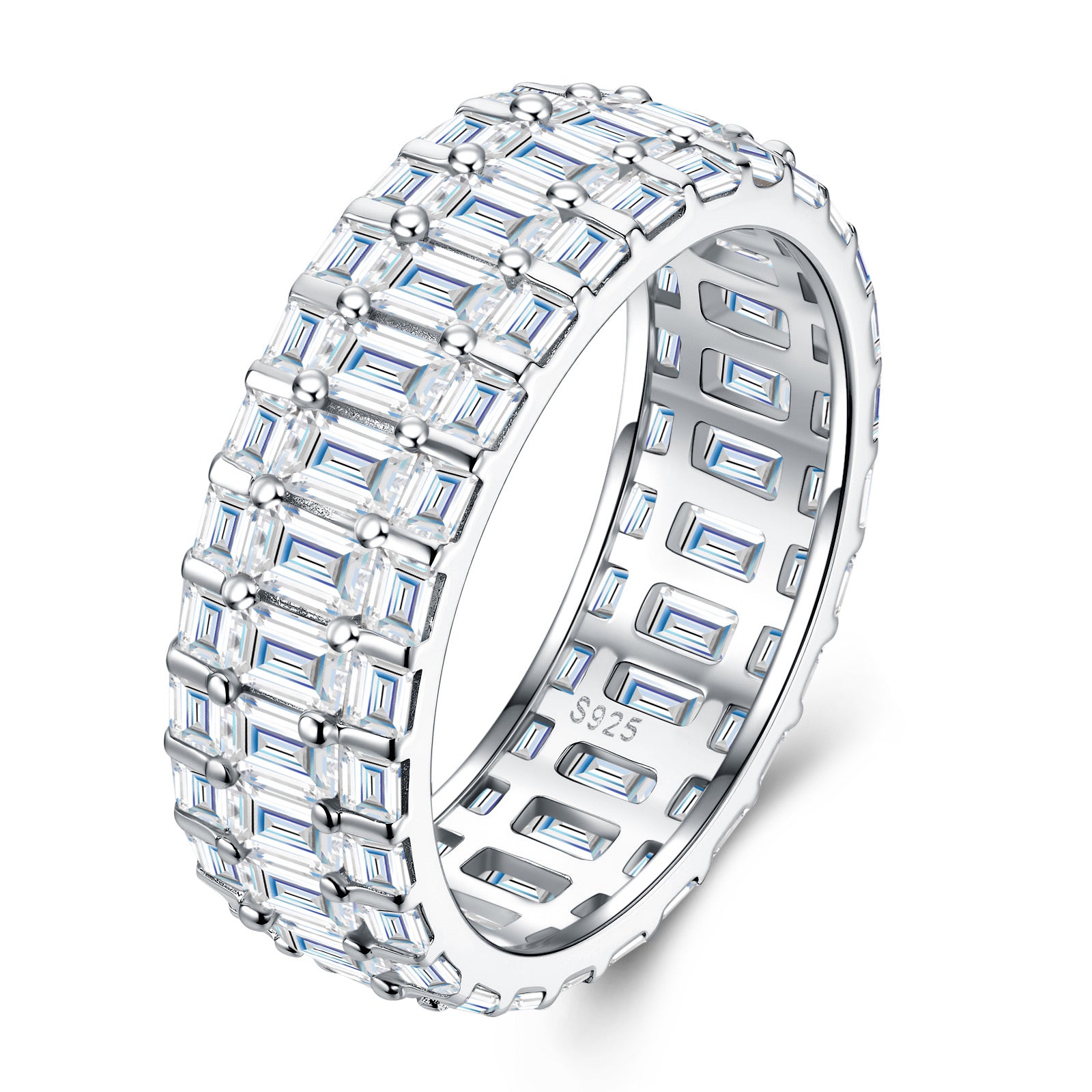Sfarzo Moissanite Eternity Band Ring in Sterling Silver