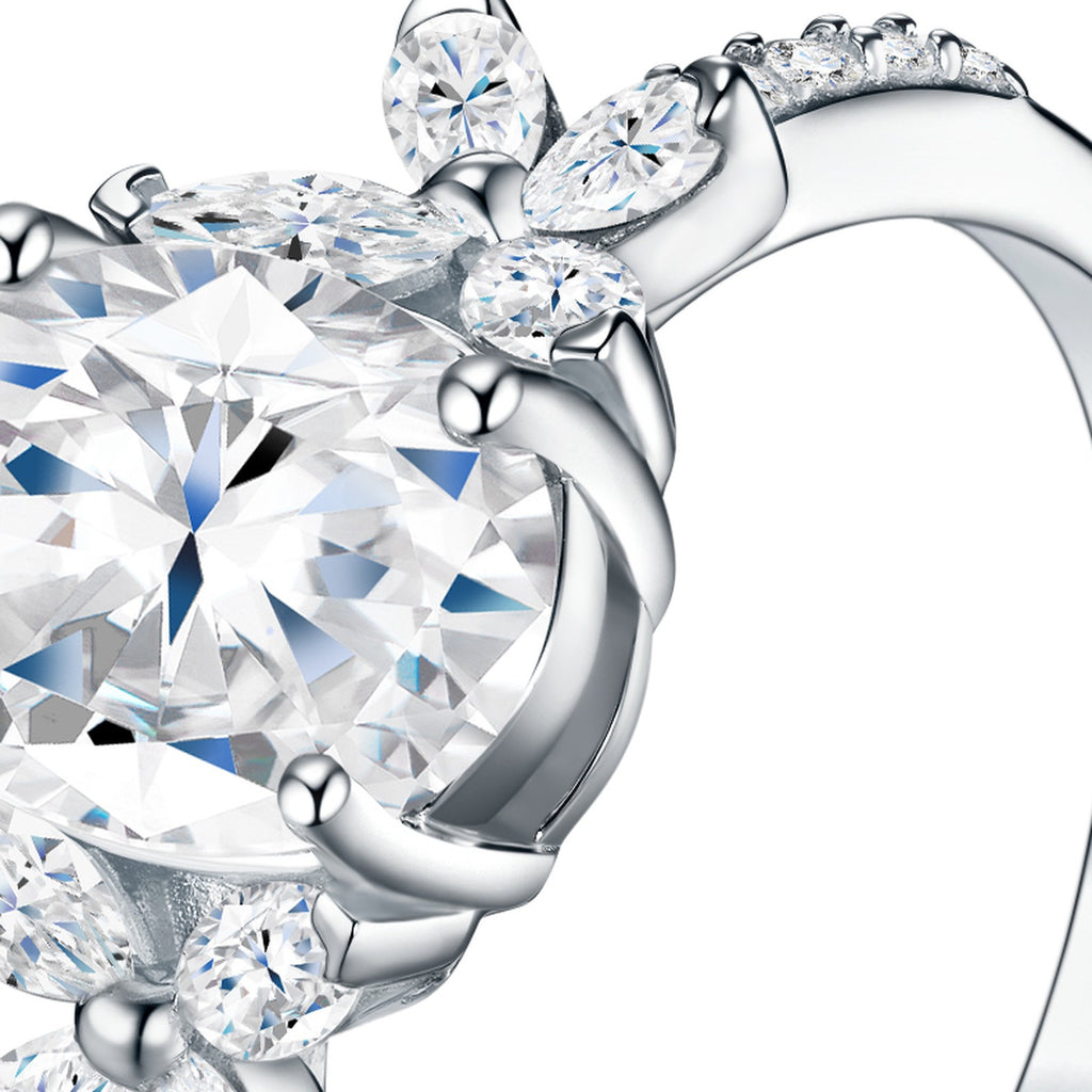 Ovalflor Oval-Cut Moissanite Solitaire Ring in Sterling Silver — detail