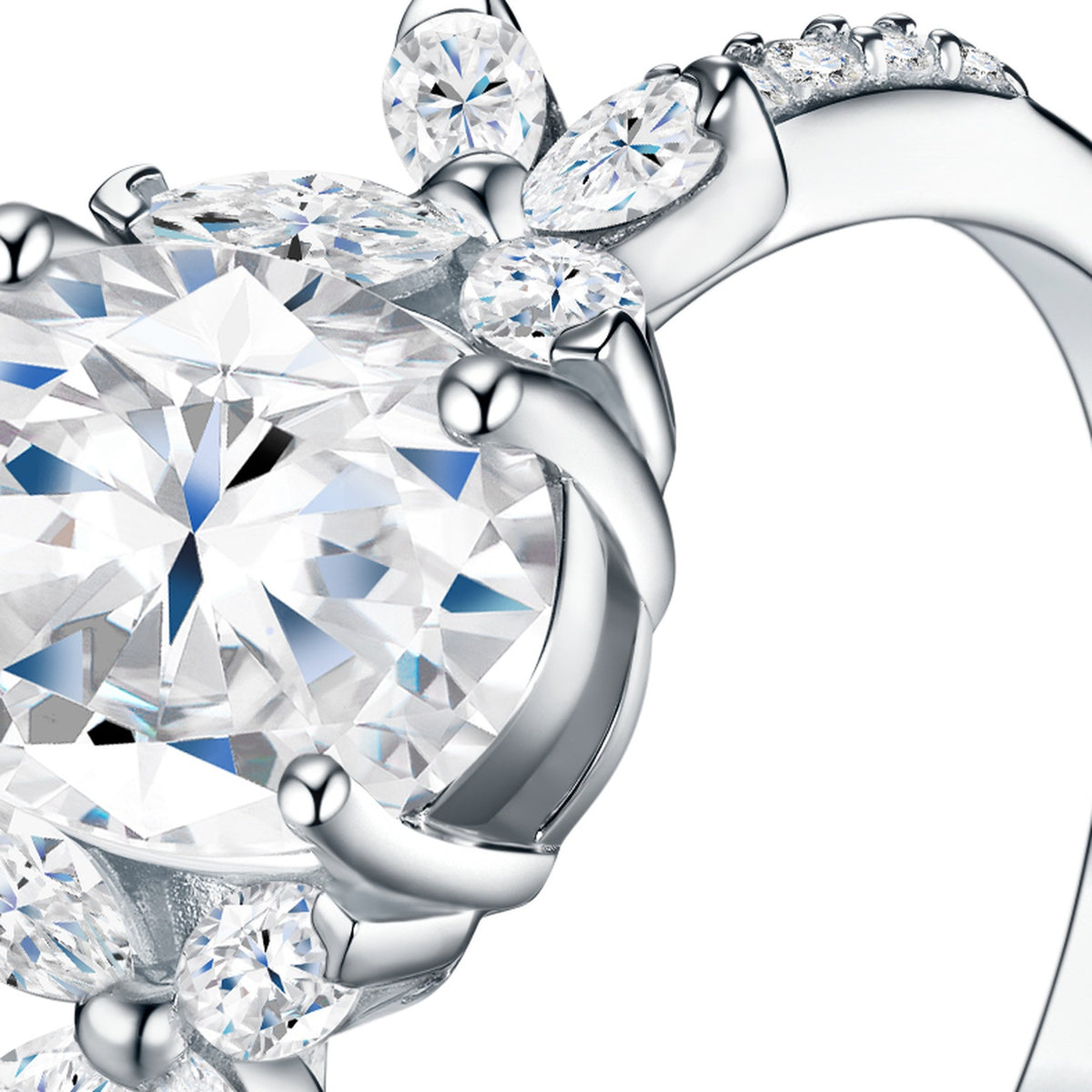 Ovalflor 2.5 Carat Oval-Cut Moissanite Solitaire Ring in Sterling Silver — detail