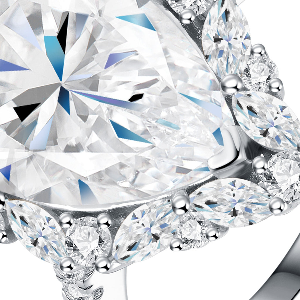 Perlona Pear-Cut Moissanite Solitaire Ring in Sterling Silver — detail