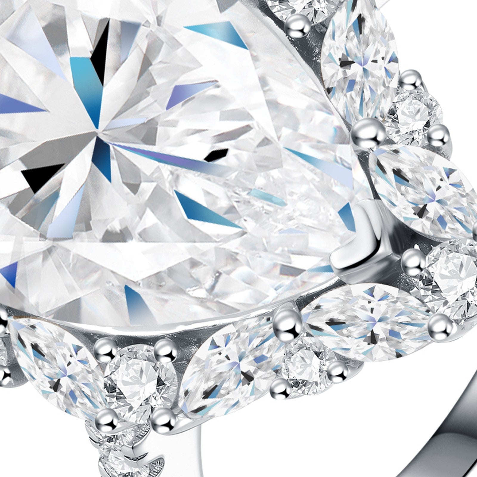 Perlona Pear-Cut Moissanite Solitaire Ring in Sterling Silver — detail