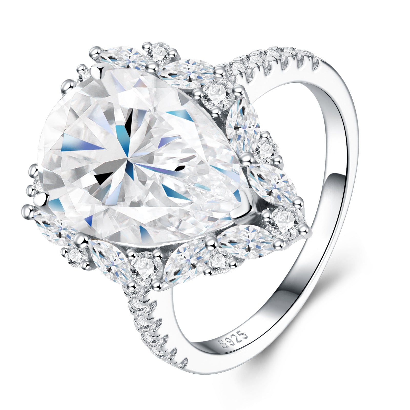 Perlona Pear-Cut Moissanite Solitaire Ring in Sterling Silver